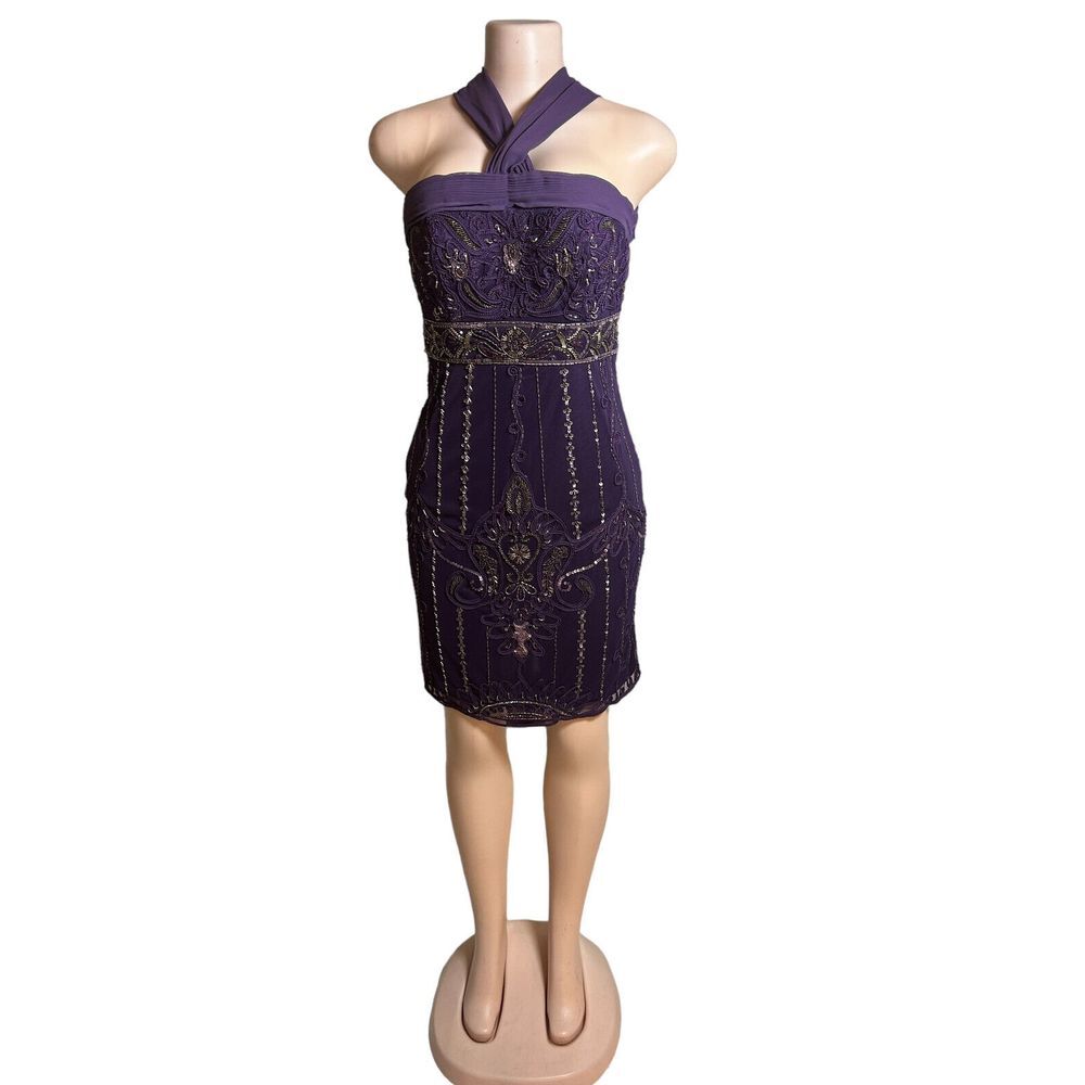 Sue Wong Nocturne Size 6 Dress Strapless Beaded Cocktail Purple‎ Embroidered